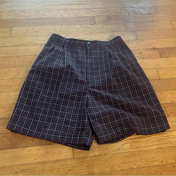 Petite Sophisticate High Waisted Shorts Size 12P Vintage Black Red Plaid Womens - Picture 6 of 10